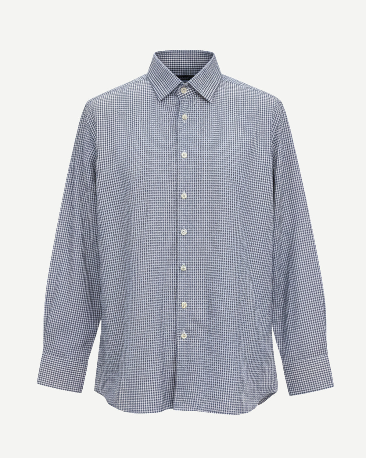 Tailory light blue and white micro-gingham tailored shirt front view