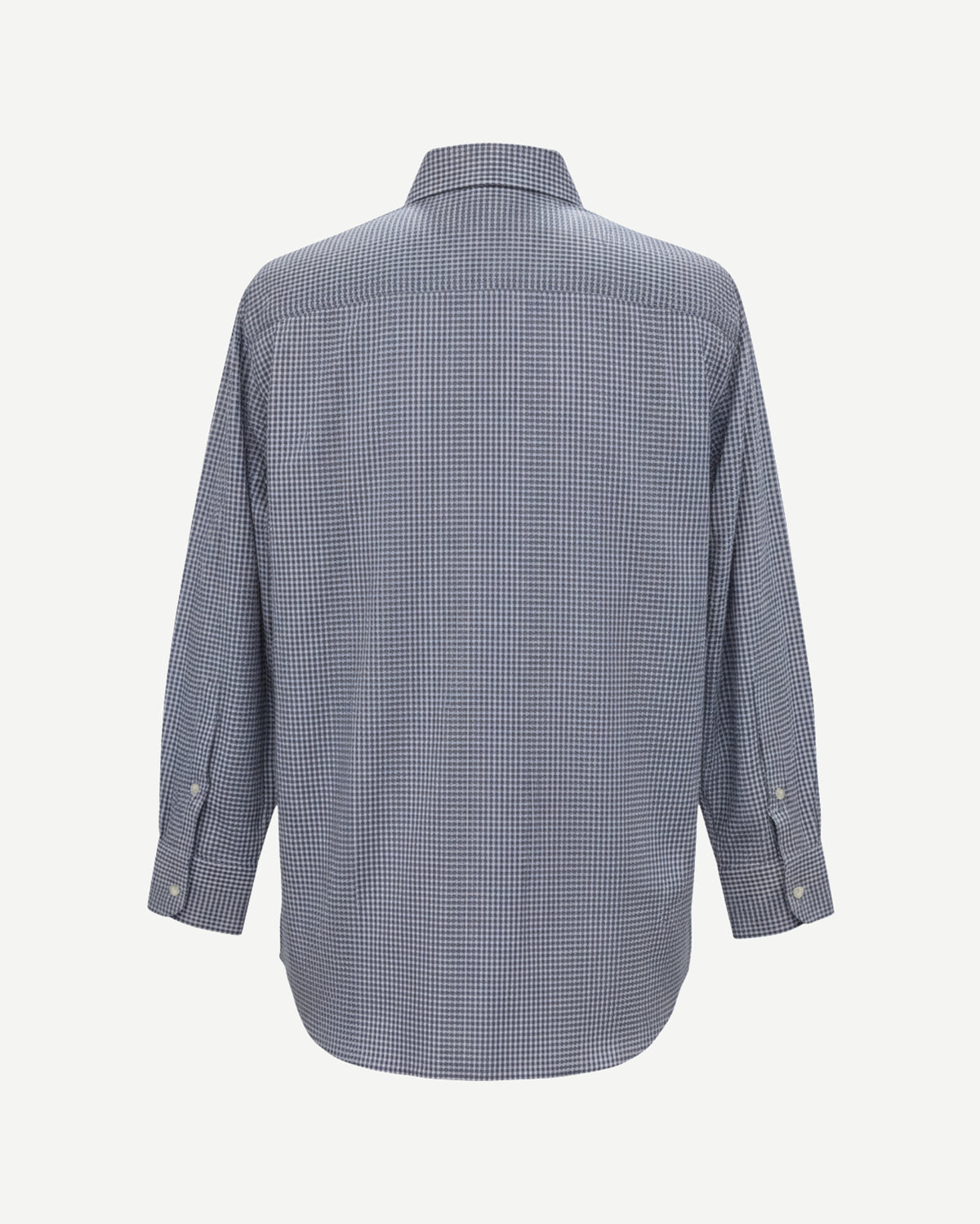 Tailory light blue and white micro-gingham tailored shirt back view