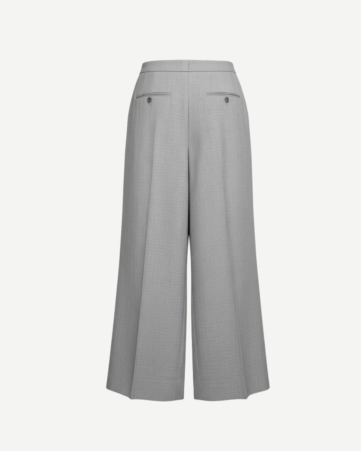 Light grey wide-leg cropped trousers back view