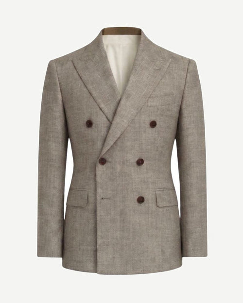 Loro Piana Beige Double-Breasted Wool Blazer