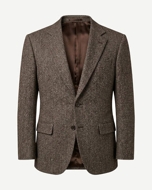 Loro Piana Brown Herringbone Wool Sportcoat