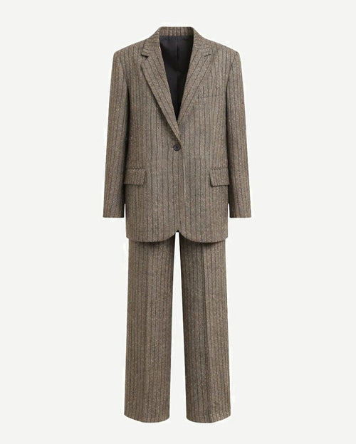 Loro Piana Brown Stripe Wool Silk Linen Suit
