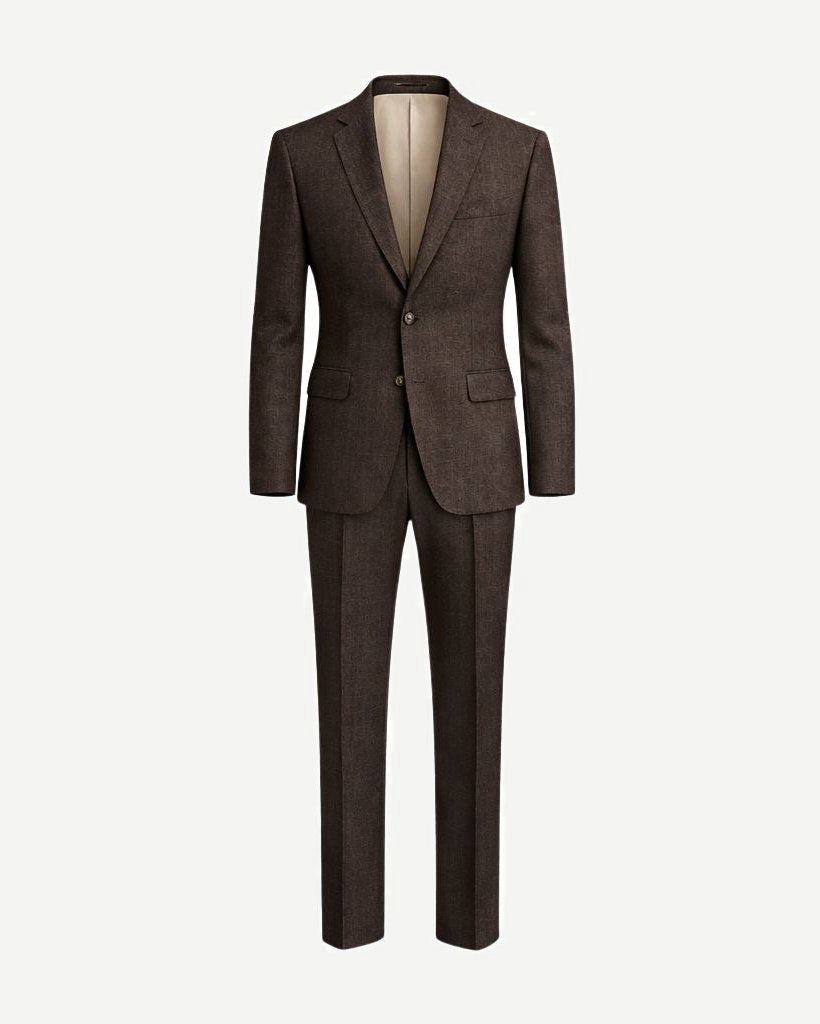 Brown suit on a white background