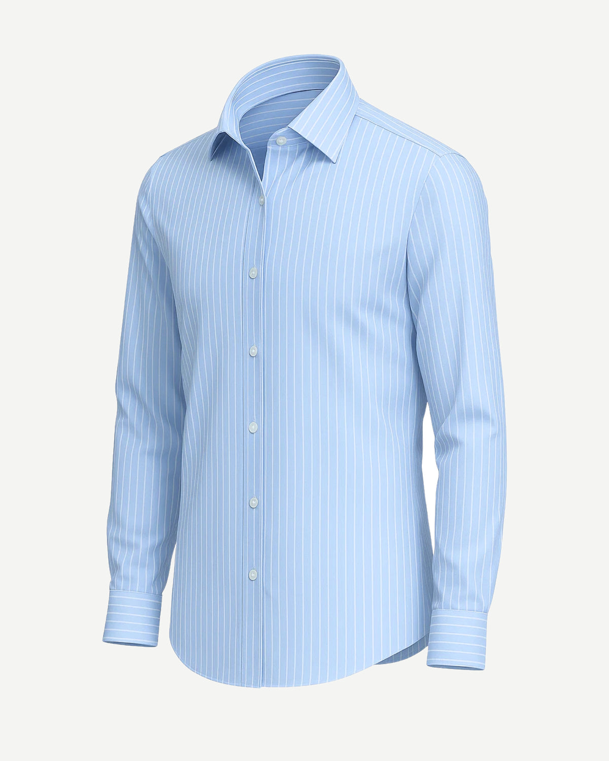 The Tailory New York men's blue pinstripe dress shirt angled view