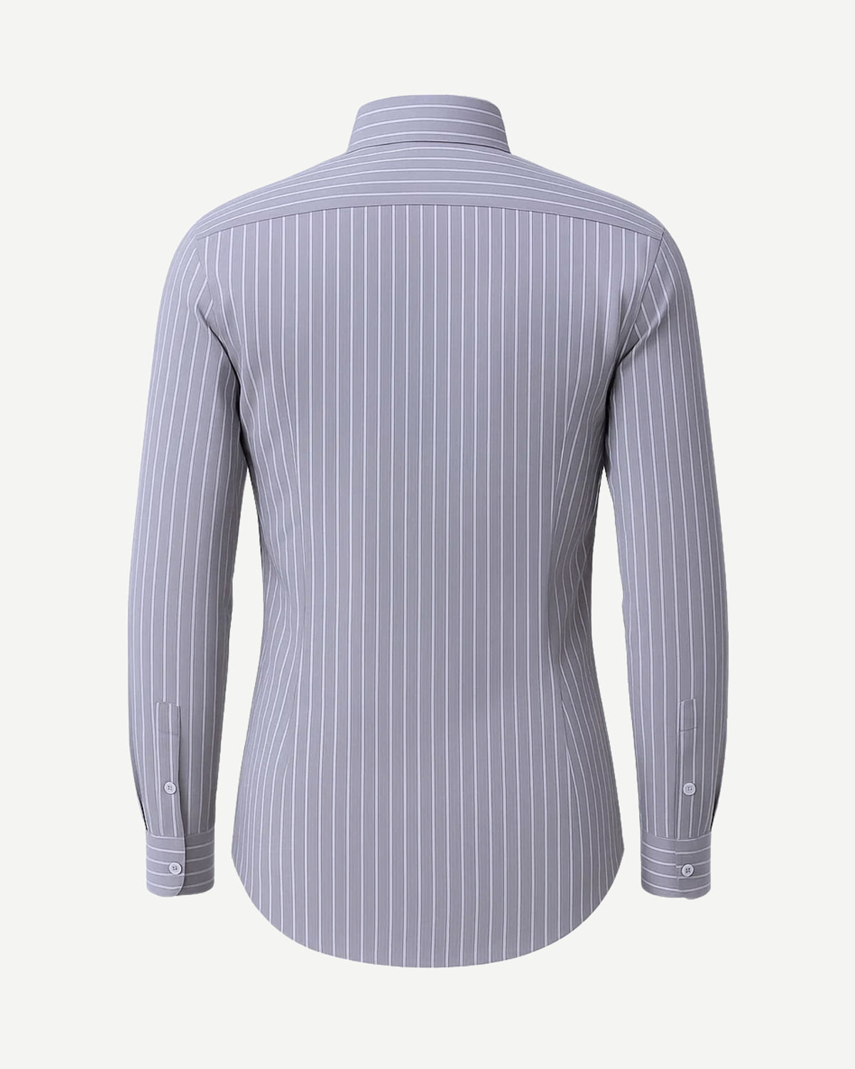 The Tailory New York men's gray pinstripe business shirt angled view