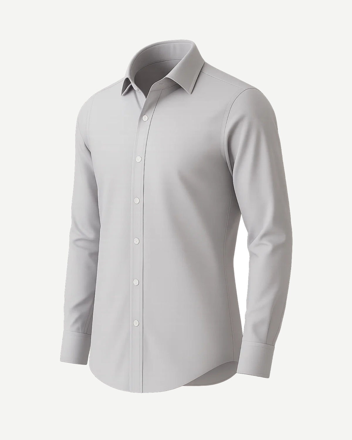 The Tailory New York men's light gray cotton dress shirt angled view