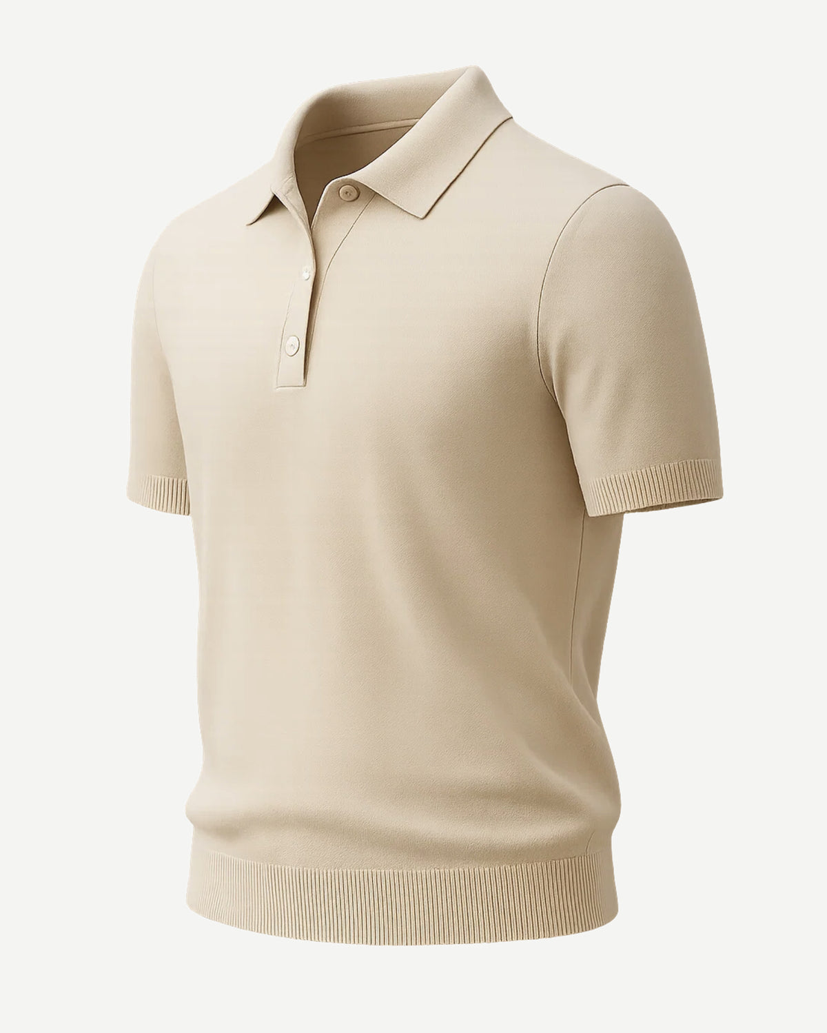 Men’s Loro Piana Featherweight Cashmere Polo in a refined beige shade, featuring short sleeves, a classic collar, and a smooth, lightweight cashmere fabric for luxurious leisure dressing.