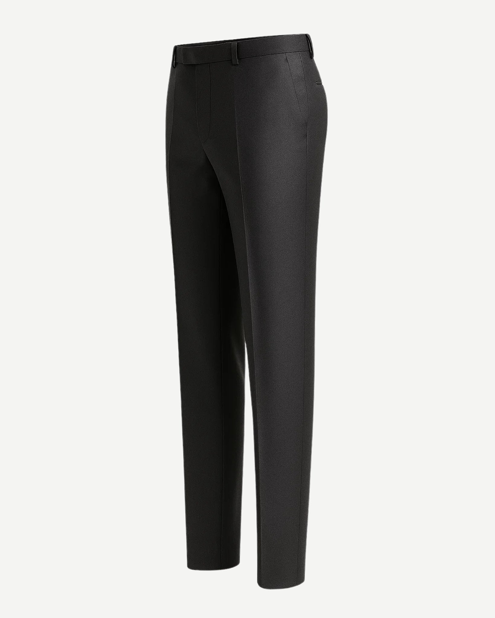 Men's Loro Piana Charcoal Dress Pants featuring a sleek tailored silhouette, belt loops, and pressed creases, crafted from luxurious charcoal fabric for elegant formalwear.