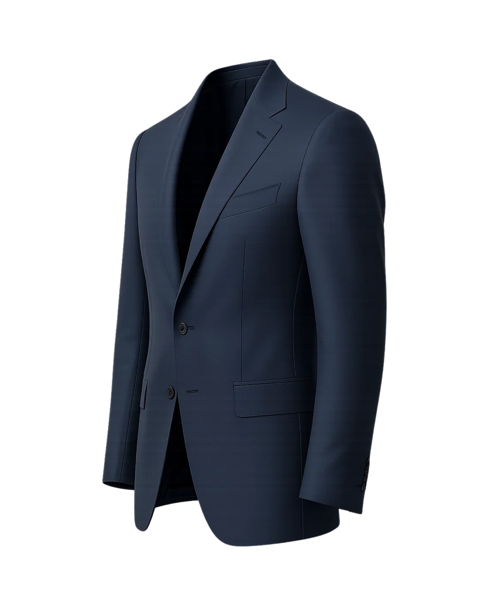 Men's Loro Piana Navy Blue Blazer featuring a sleek two-button front, classic notch lapels, flap pockets, and a tailored silhouette crafted from luxurious navy fabric for refined menswear.