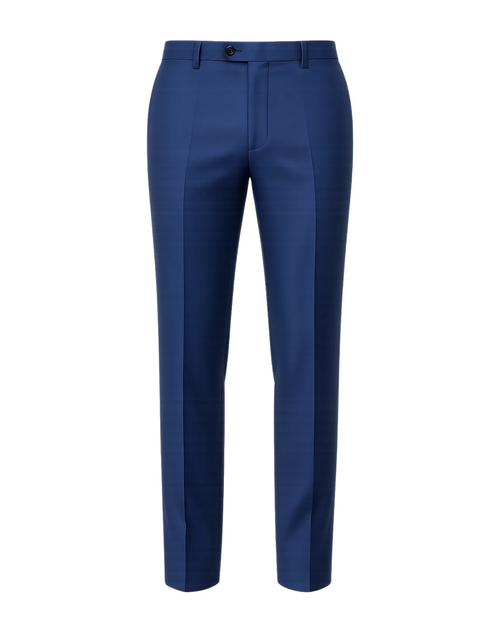Men's Loro Piana Navy Dress Pants displayed front view, featuring a tailored slim fit, flat front design, belt loops, and crafted from luxurious navy fabric for elegant formalwear.