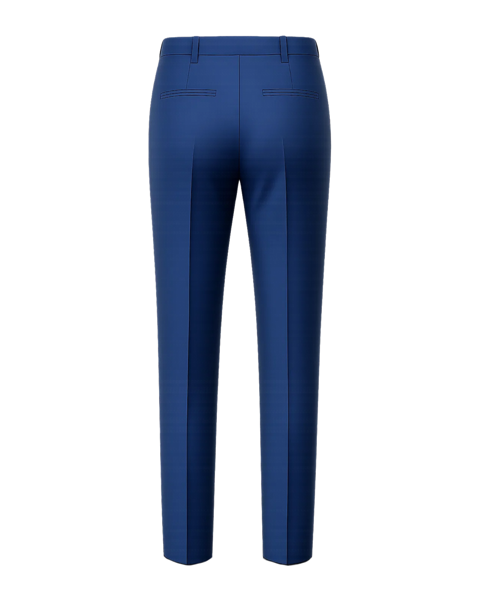 Men's Loro Piana Navy Dress Pants shown from the back, featuring a tailored fit with welt pockets, belt loops, and crafted from premium navy fabric for sophisticated formalwear.