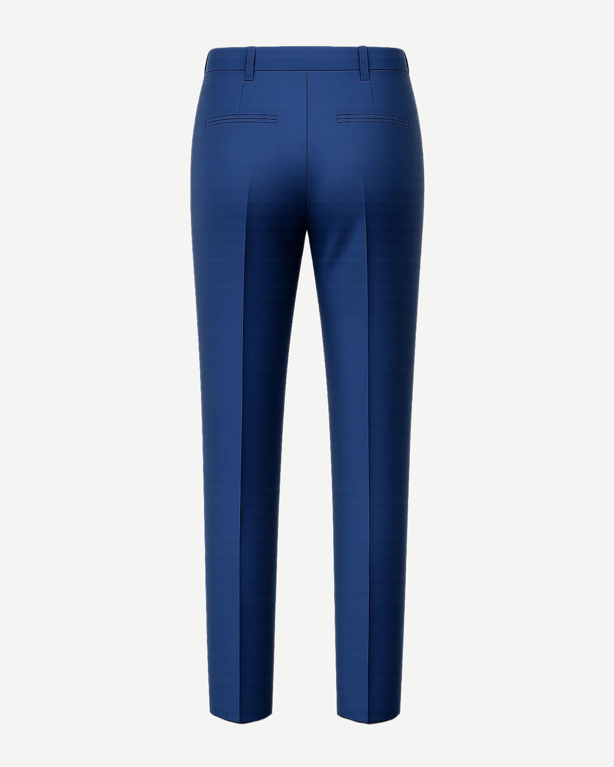 Men's Loro Piana Navy Dress Pants shown from the back, featuring a tailored fit with welt pockets, belt loops, and crafted from premium navy fabric for sophisticated formalwear.