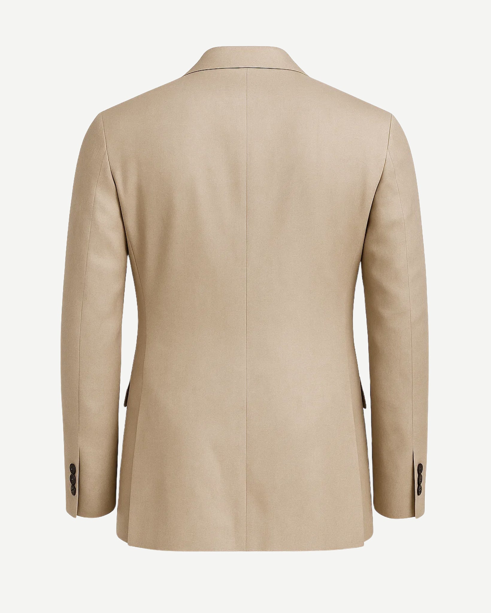 Men's Loro Piana Regatta Beige Tropical Wool Blazer shown from the back, featuring a smooth, tailored fit with clean lines and lightweight fabric ideal for summer suiting.