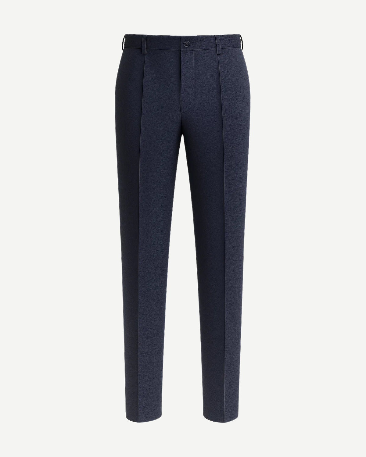 Men's Navy Blue Dress Pants Trousers featuring a classic tailored fit with a flat front, belt loops, and crisp crease, crafted from smooth fabric for elegant formal and business wear.