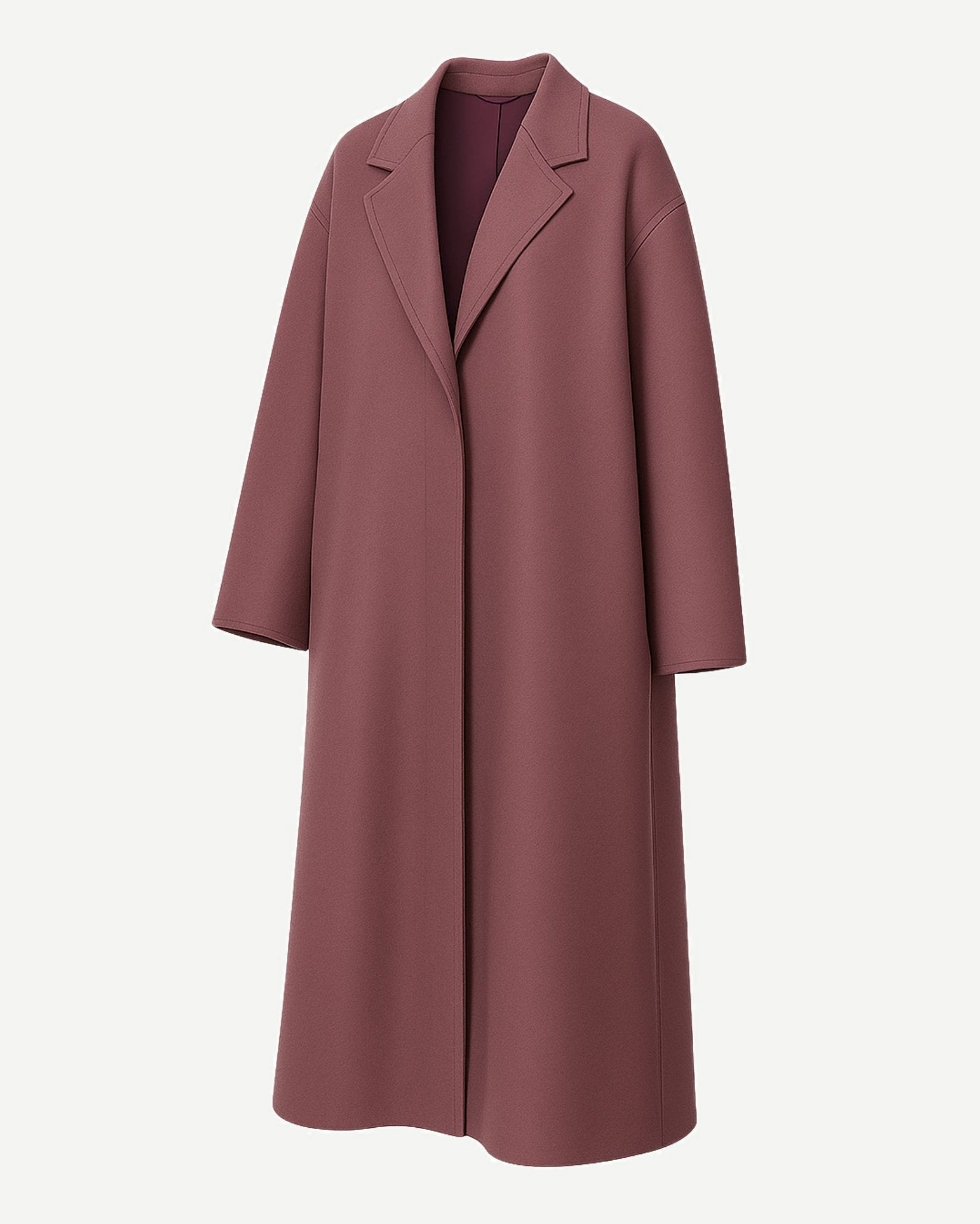 Tailory muted plum oversized single-breasted wool coat side view