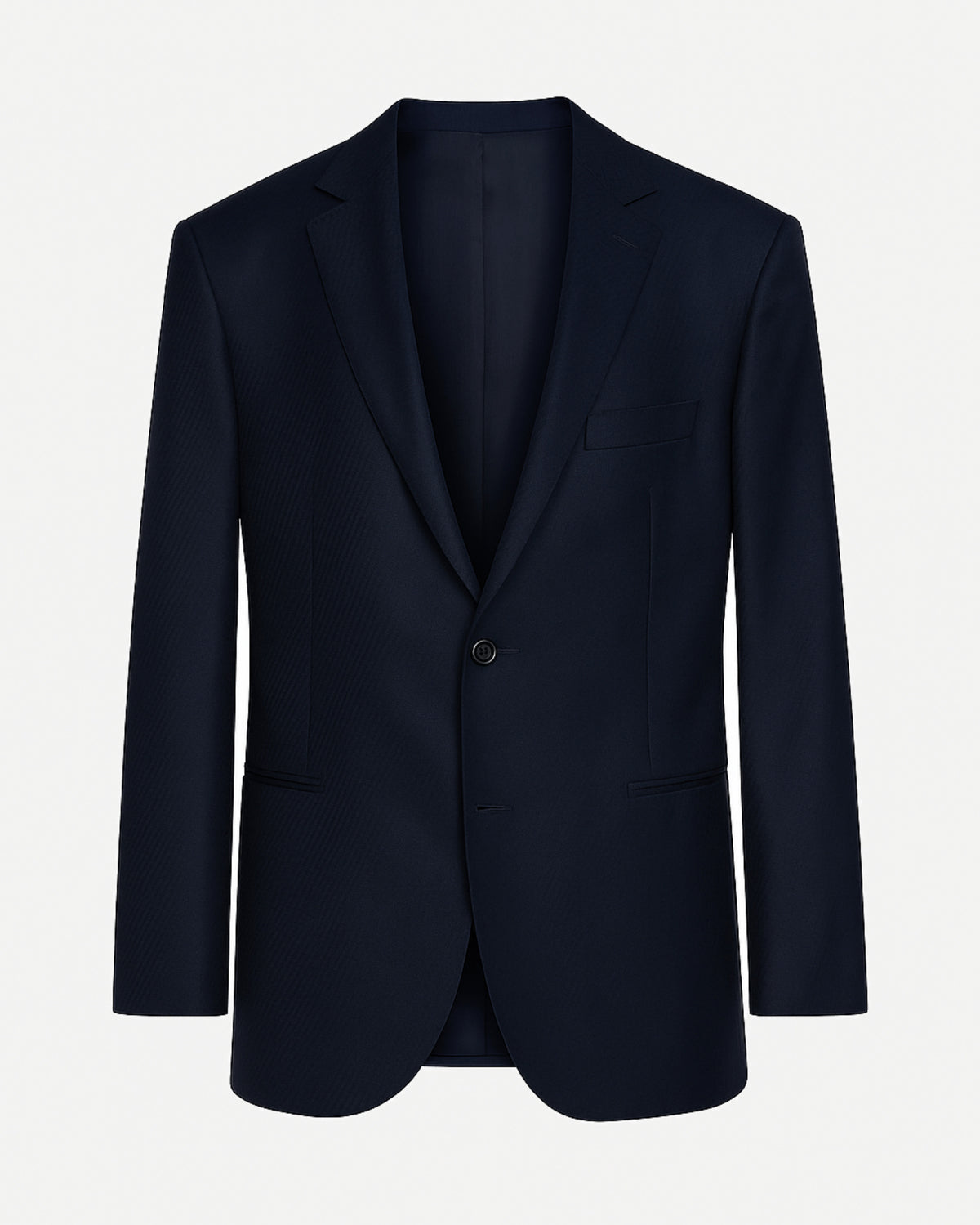 Tailory navy textured wool notch lapel blazer front view