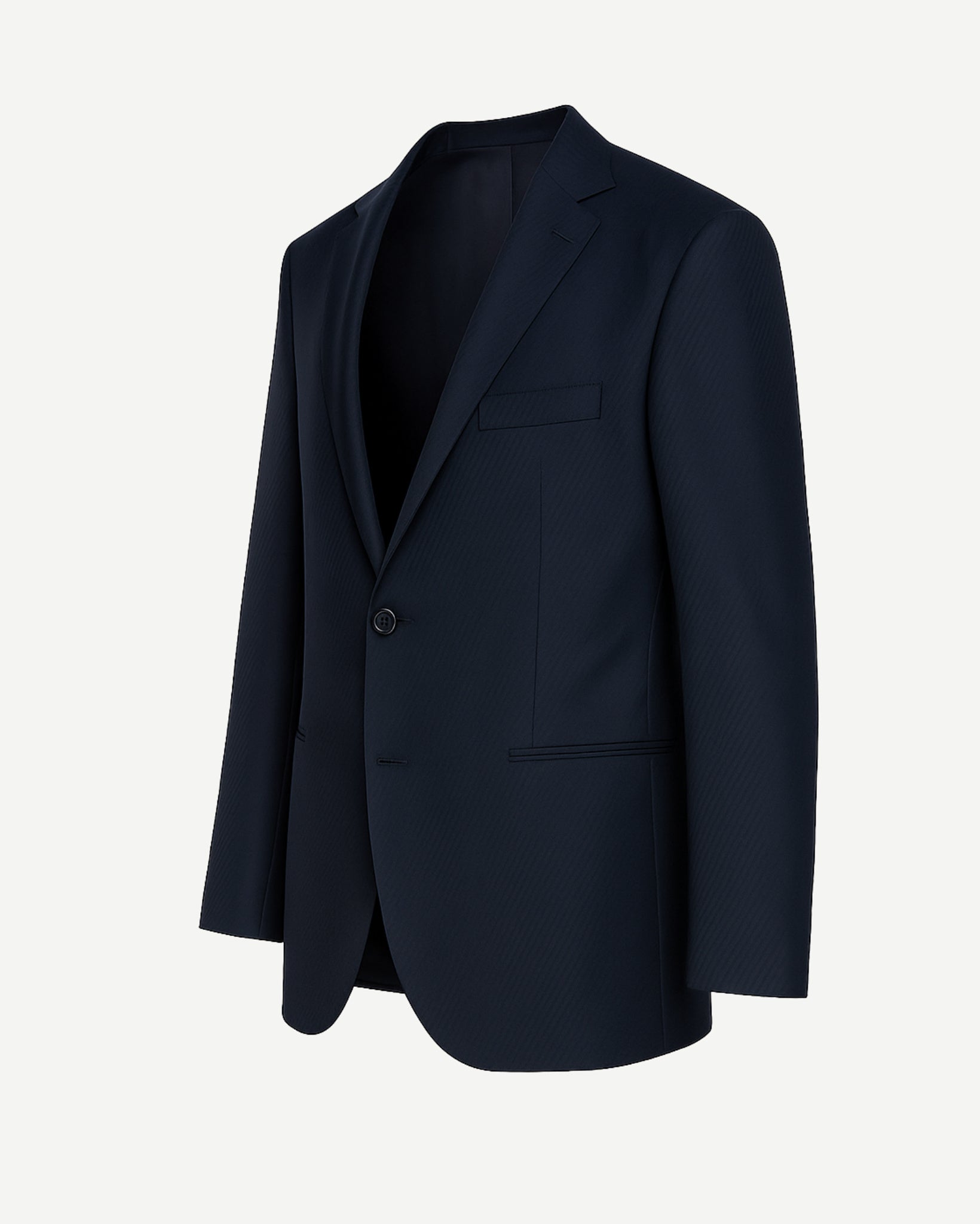 Tailory navy textured wool notch lapel blazer side view