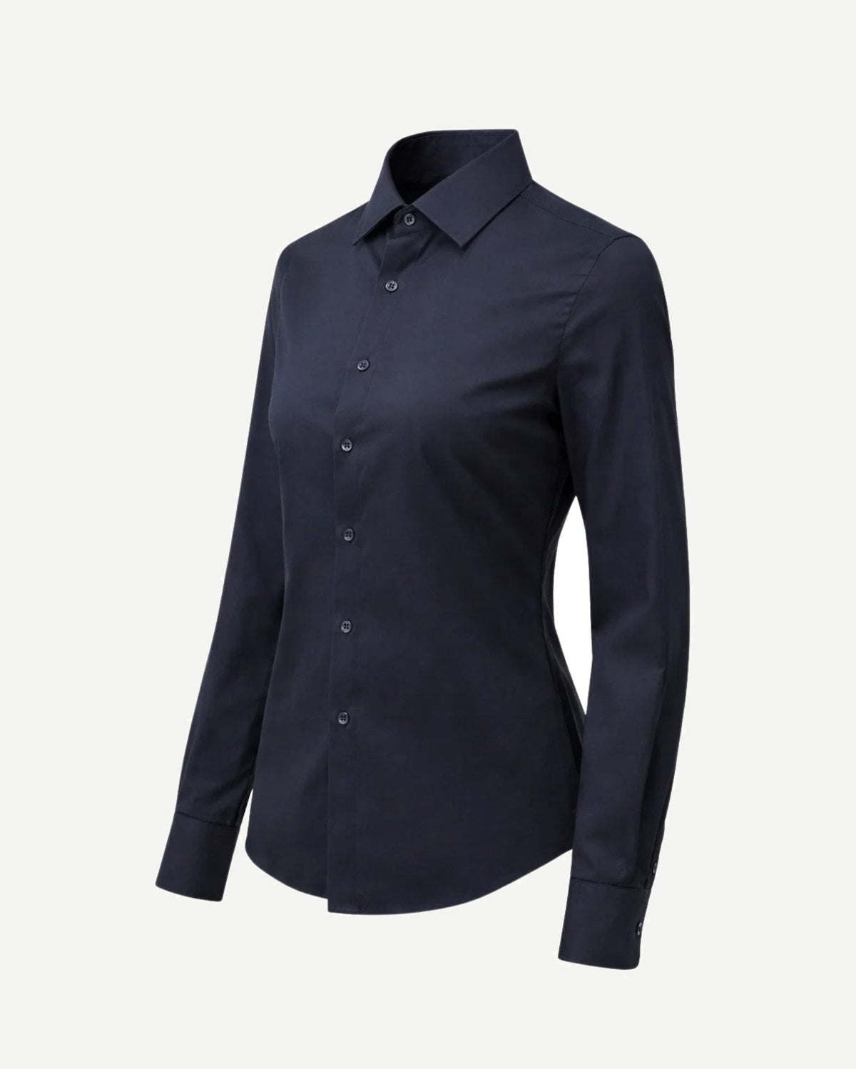 Tailory navy blue button-down shirt side view