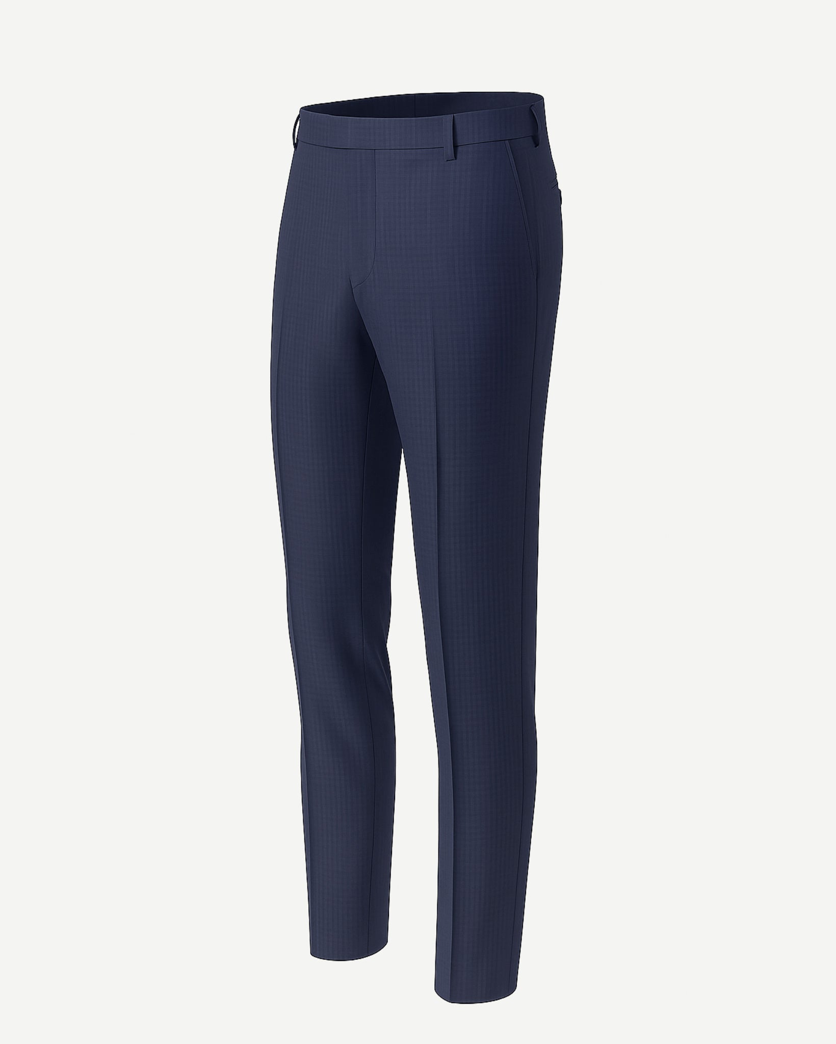 Tailory navy flat front wool dress trousers side view