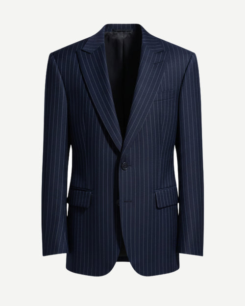 Tailory navy white pinstripe oversized blazer front view