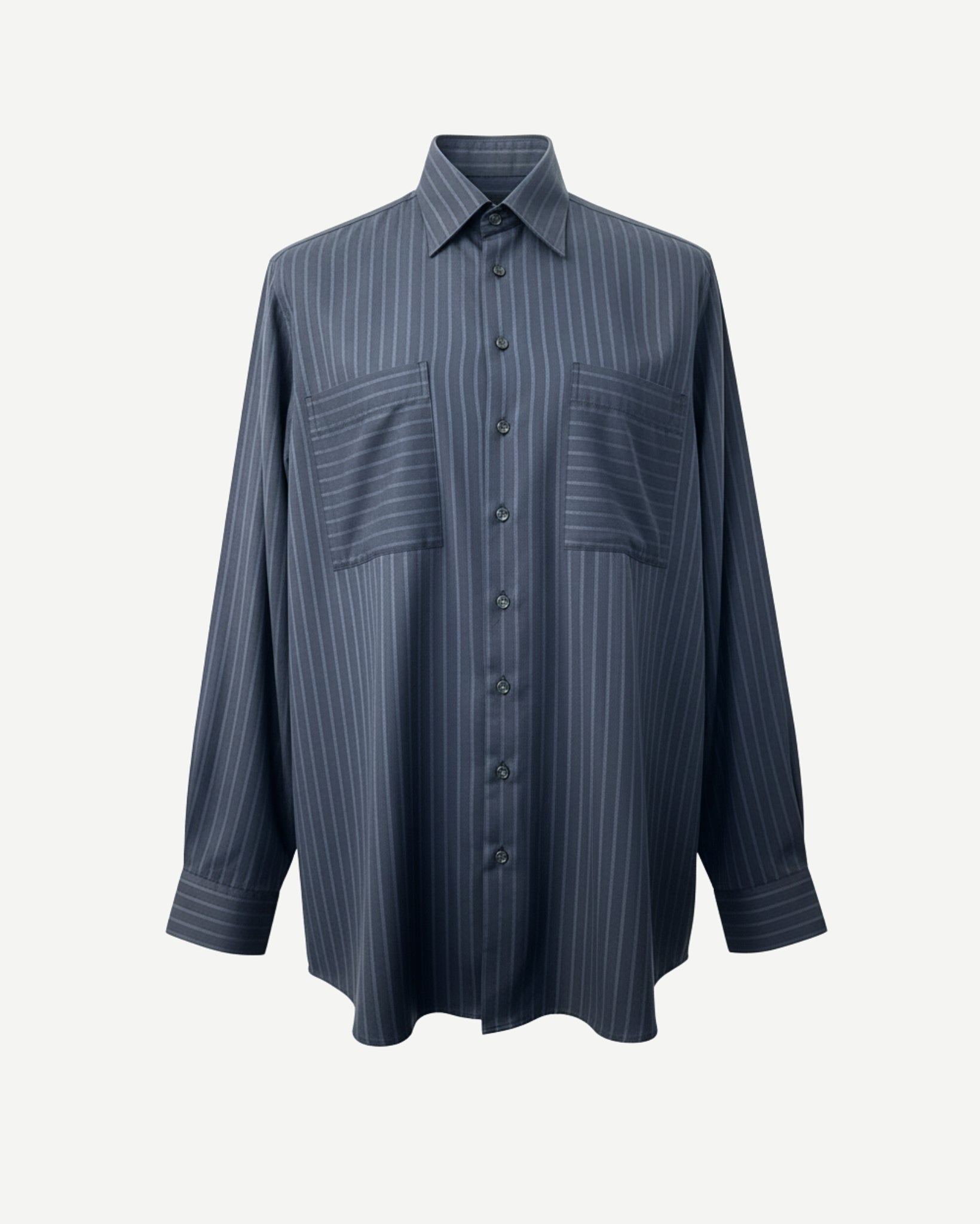 Tailory navy pinstripe oversized shirt front view