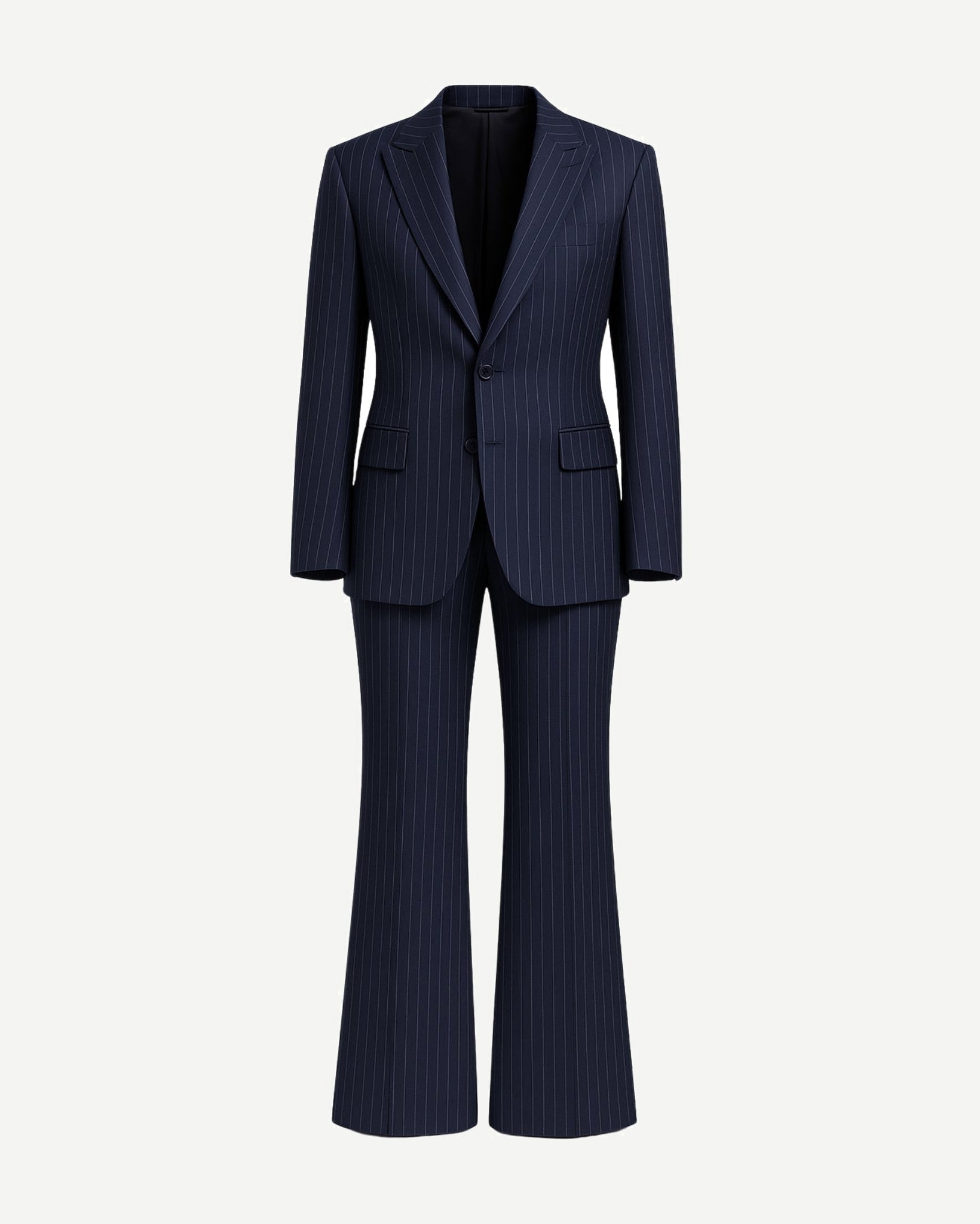 Tailory navy white pinstripe oversized suit set front view