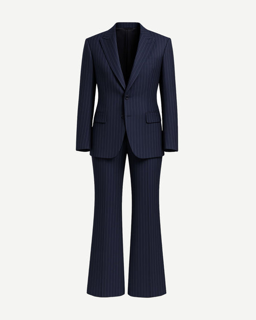 Tailory navy white pinstripe oversized suit set front view