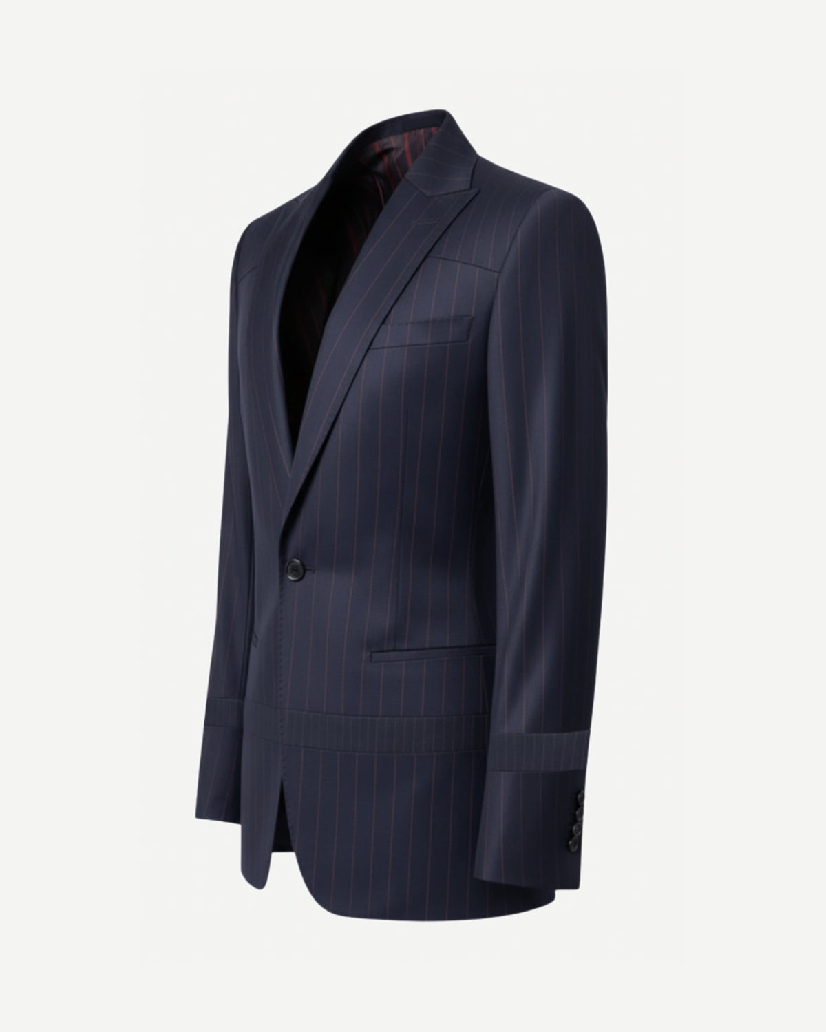 Tailory navy pinstriped blazer tailored side view