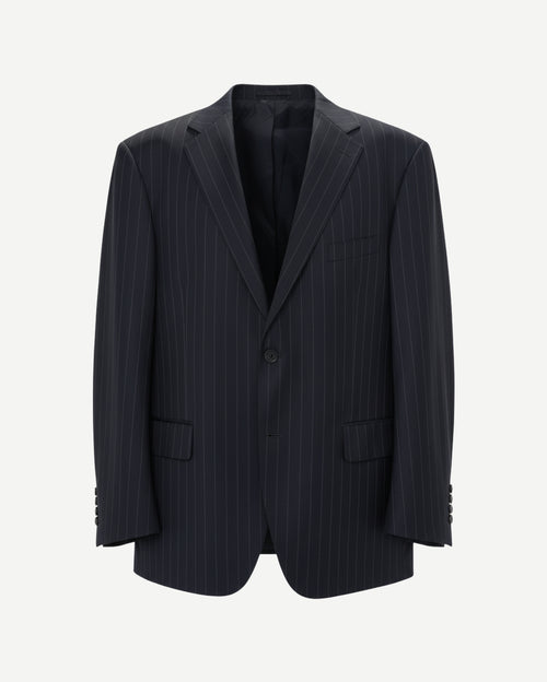 Tailory navy pinstripe two-button blazer front view