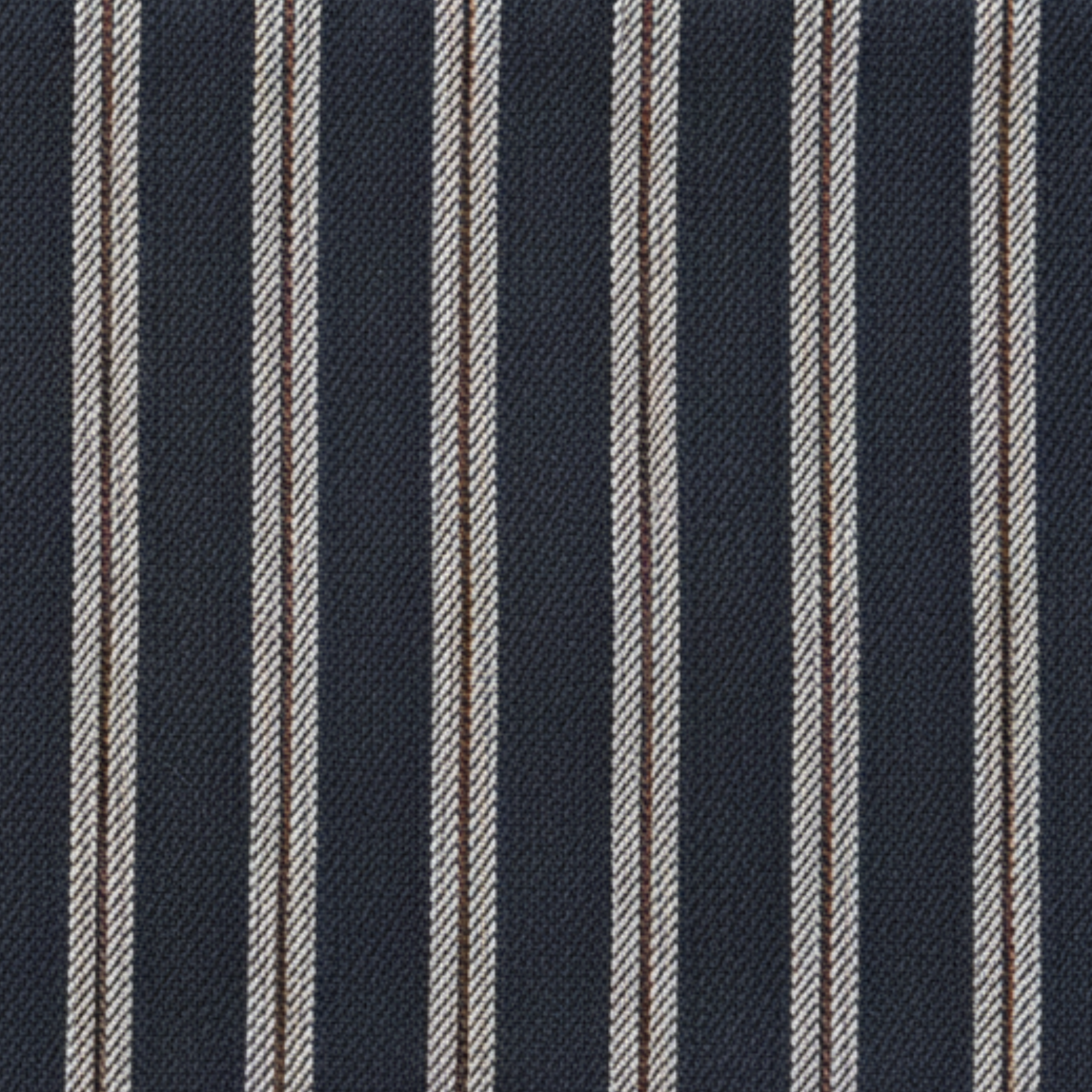 Tailory navy and ivory pinstripe hat fabric swatch