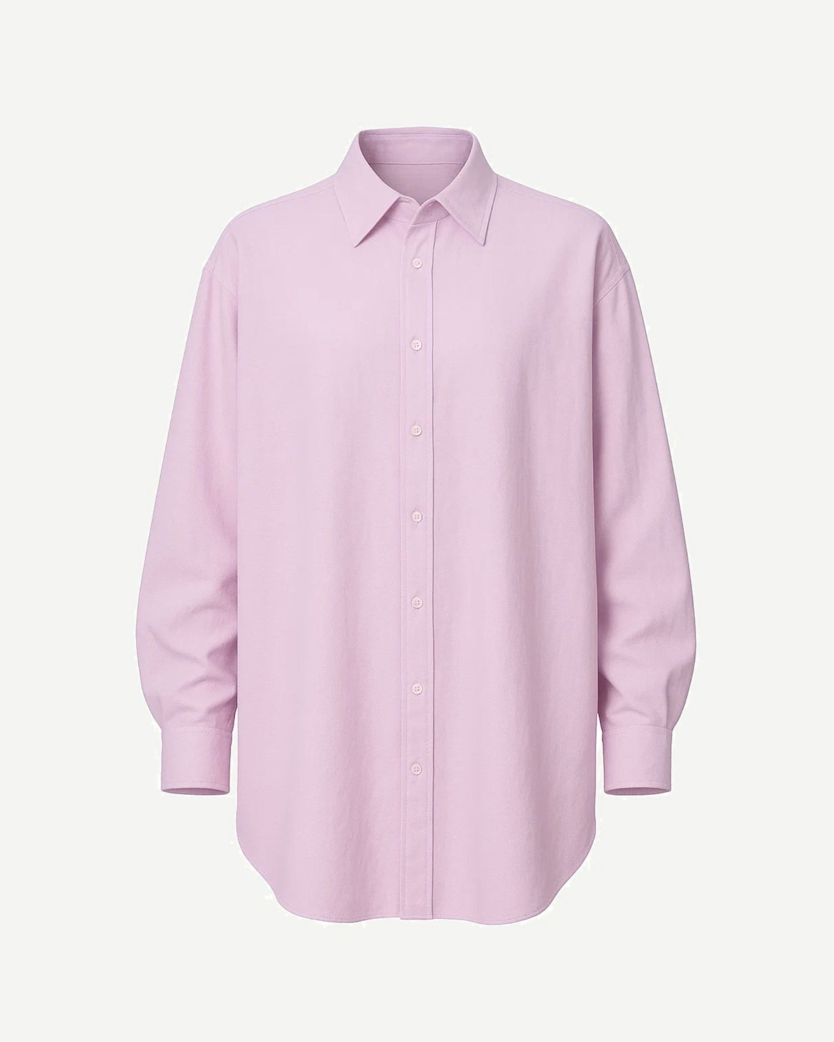 Tailory baby pink oversized button-up shirt front view