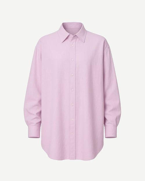 Tailory baby pink oversized button-up shirt front view