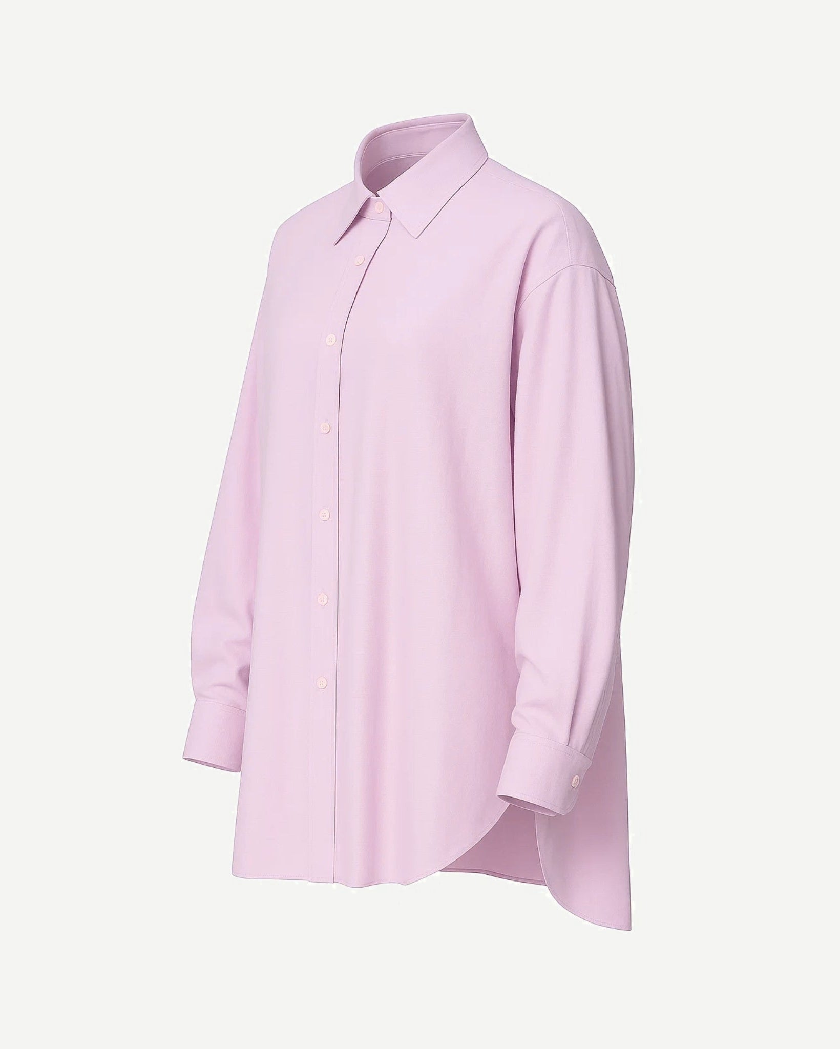 Tailory baby pink oversized button-up shirt side view