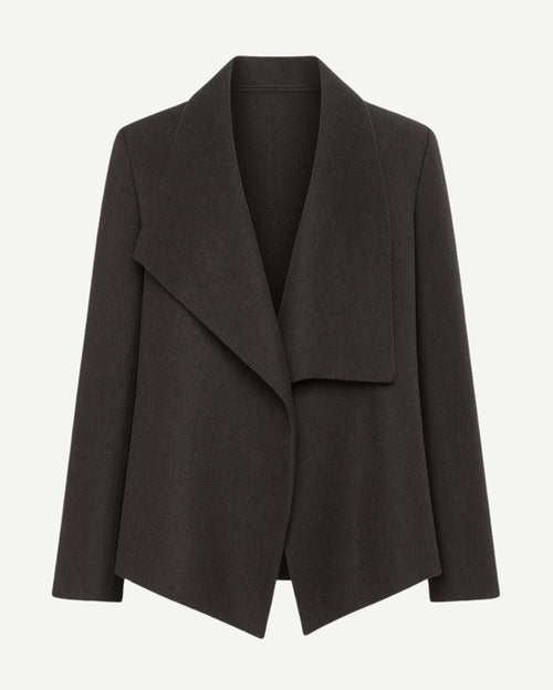 SAMPLE SALE | Loro Piana Charcoal Draped Open-Front Cashmere Wool Blazer