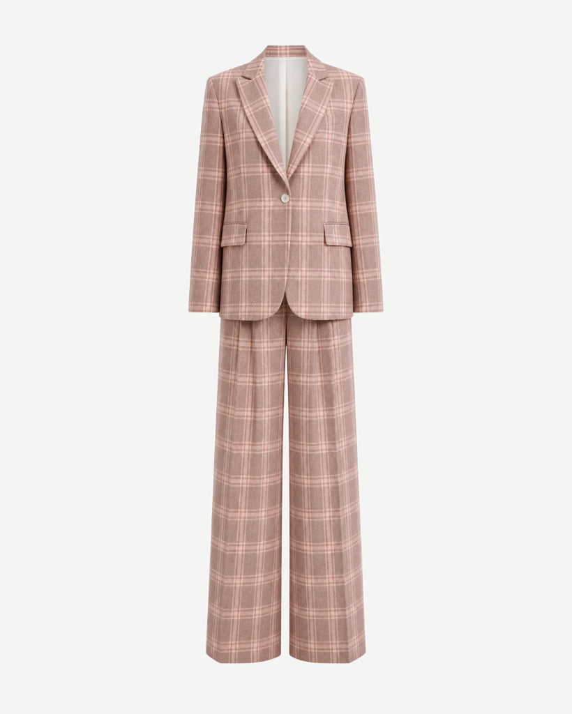 The Tailory New York pink check Loro Piana cashmere silk two-piece suit front view