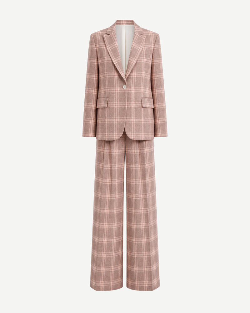 The Tailory New York pink check Loro Piana cashmere silk two-piece suit front view