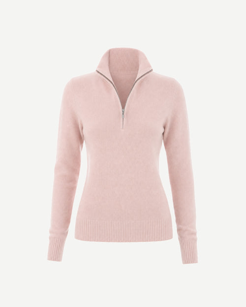Loro Piana Baby Pink Cashmere Quarter Zip