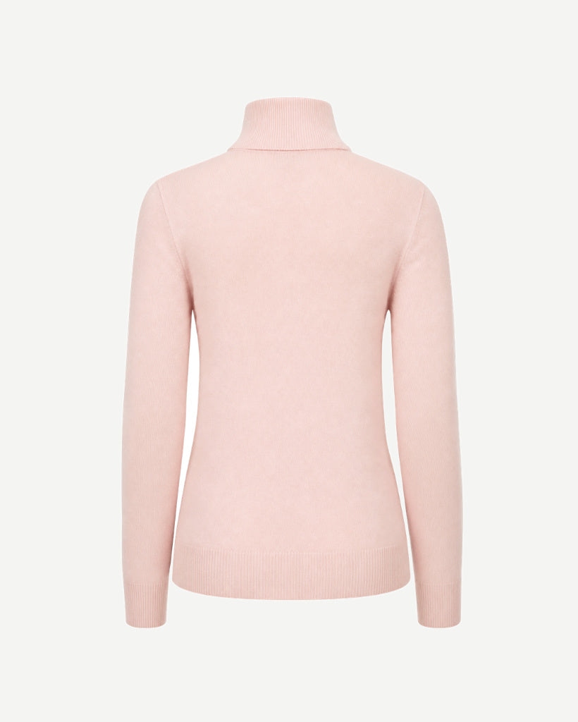 The Tailory New York pink Loro Piana baby cashmere quarter zip back view