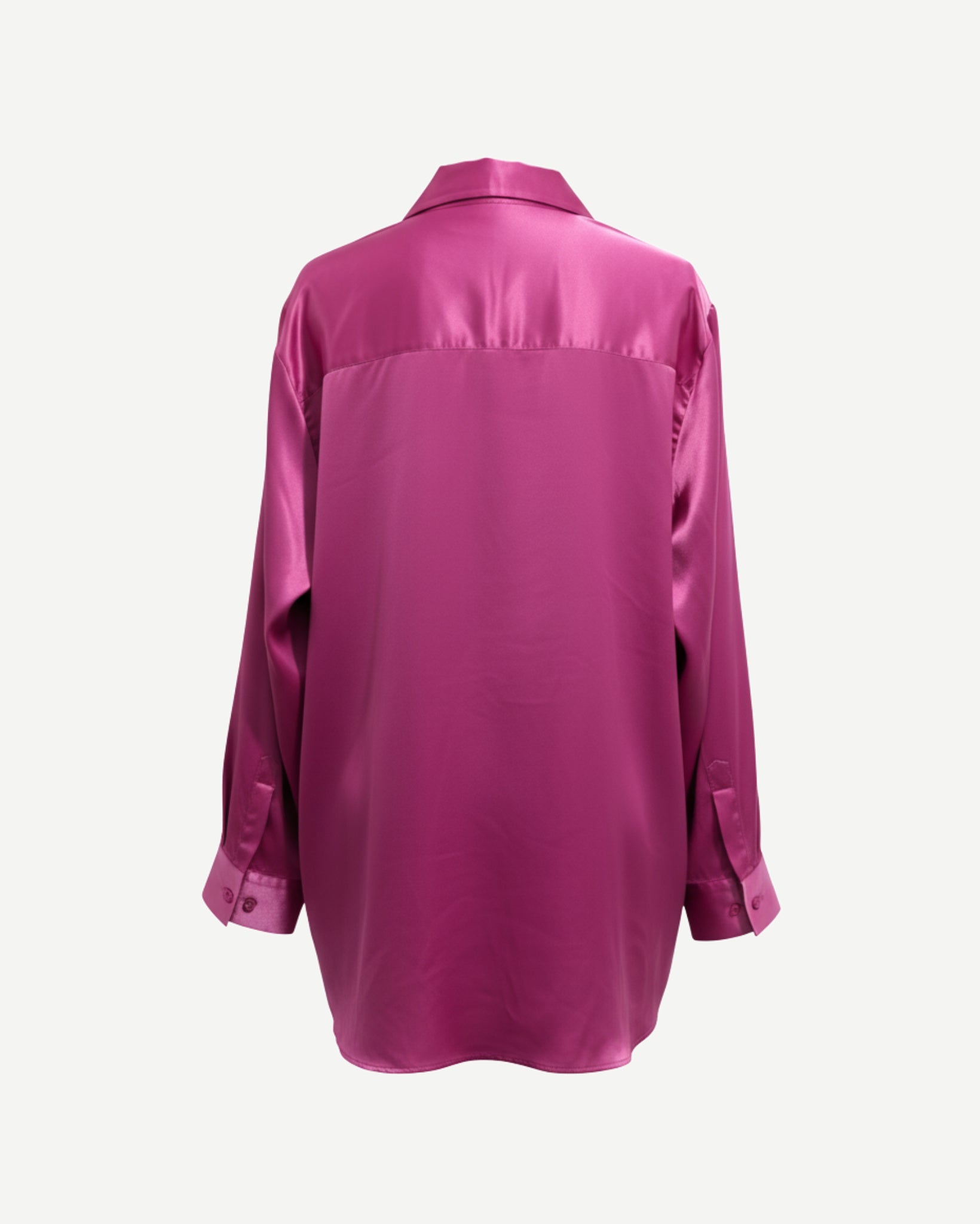 Tailory pink satin oversized scarf-neck shirt back view
