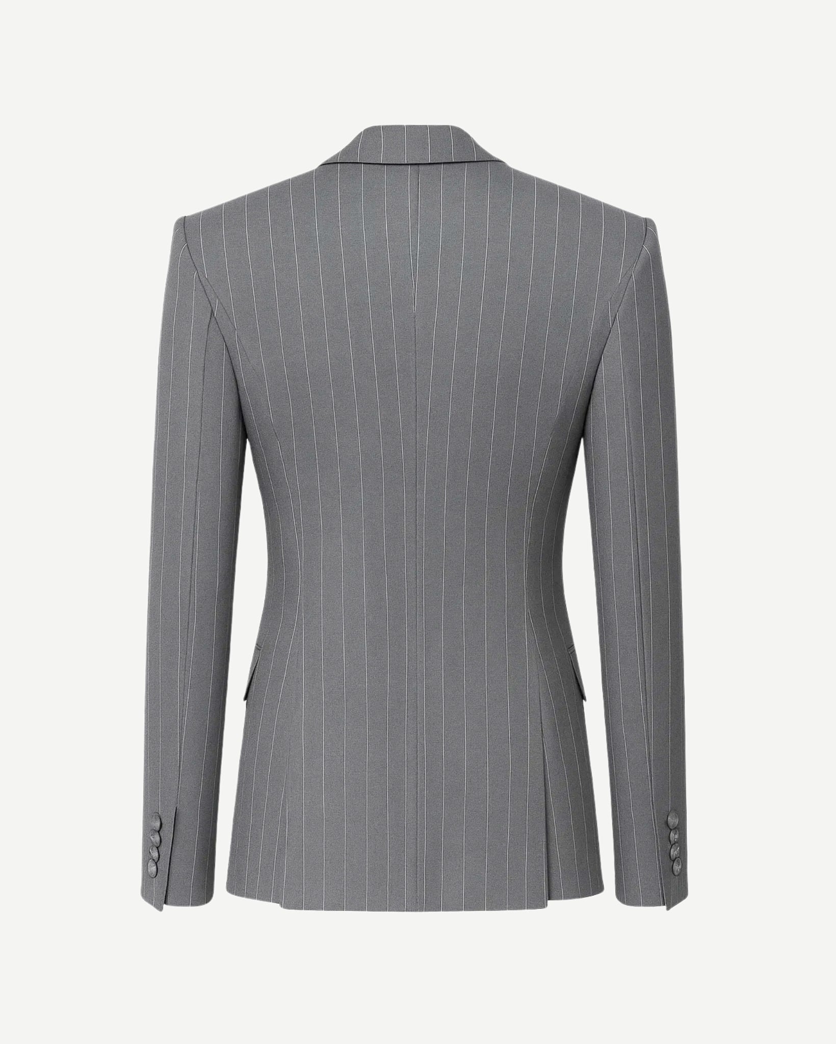 Tailory grey pinstripe blazer with black corset panel back view