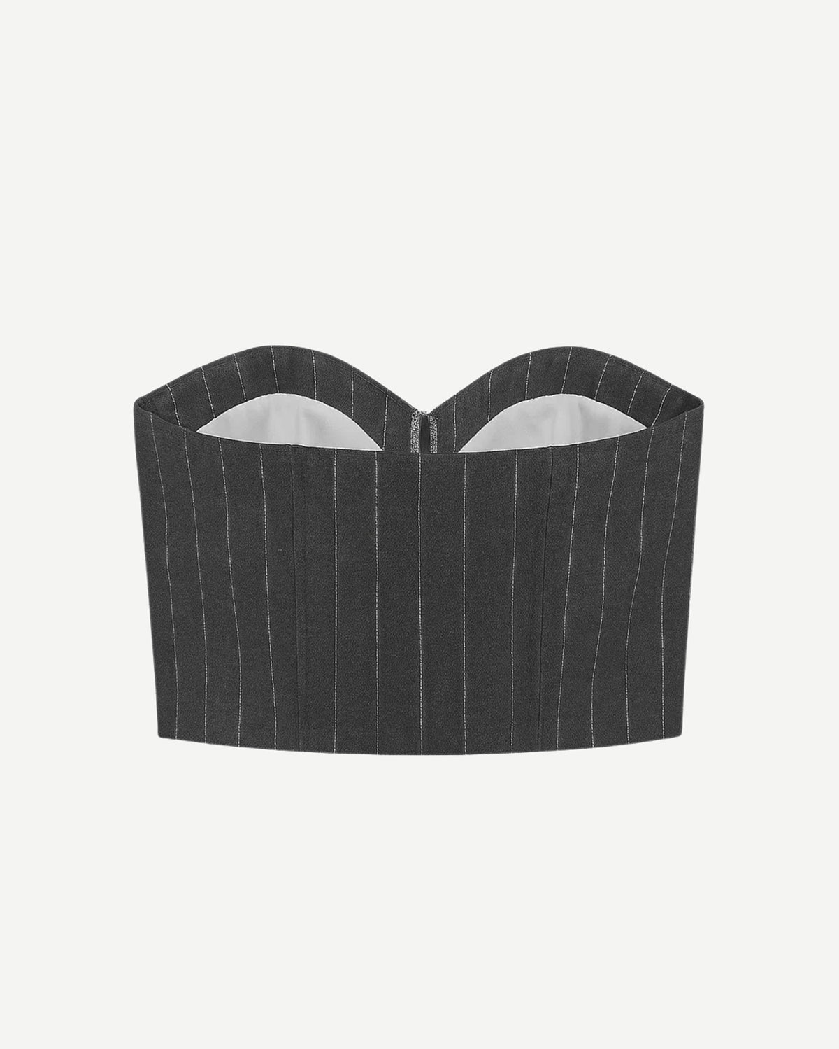 Tailory black pinstripe structured bandeau top back view