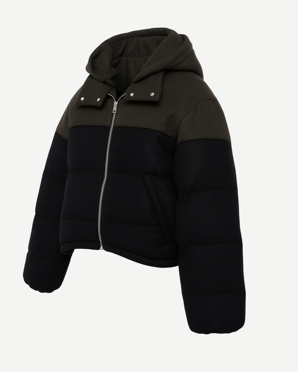 Tailory black cropped padded puffer jacket side view