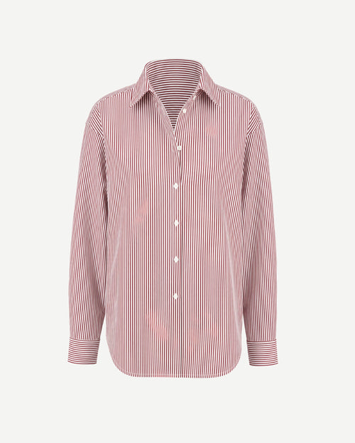 Red Striped Loro Piana Cotton Oversized Shirt