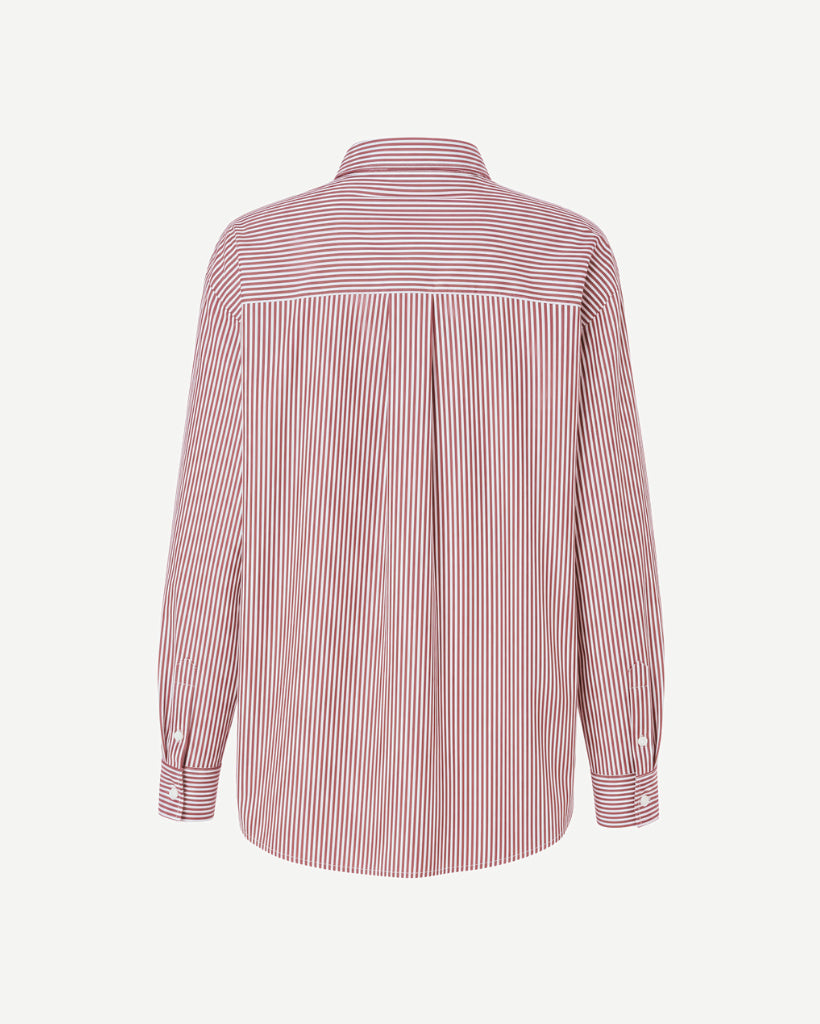 The Tailory New York red striped Loro Piana cotton oversized shirt back view