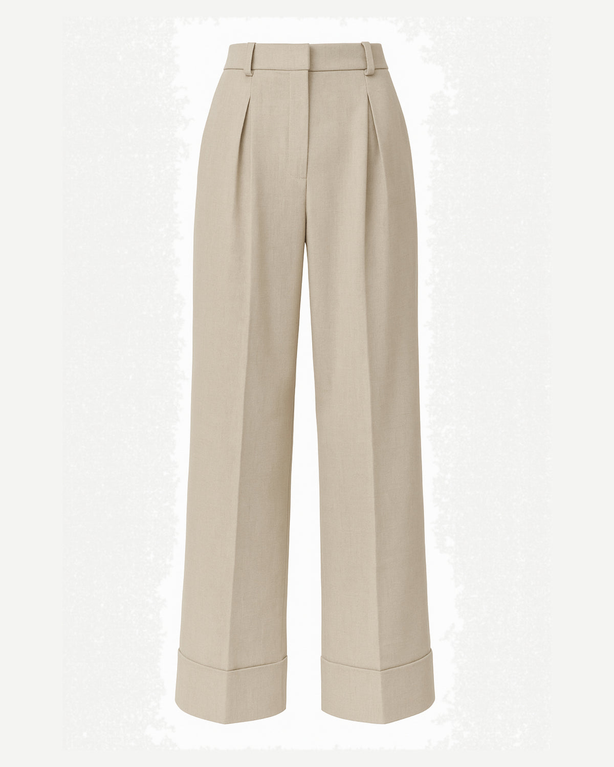 Tailory stone cotton silk wide-leg pleated trousers front view