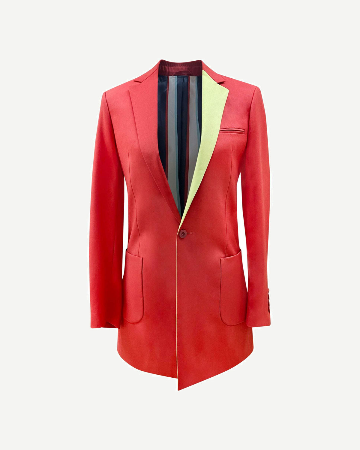 Tailory ruby red tailored blazer with contrast black lapel front view