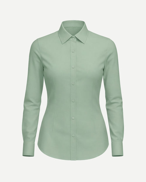 Tailory sage tailored fitted women’s shirt point collar front view