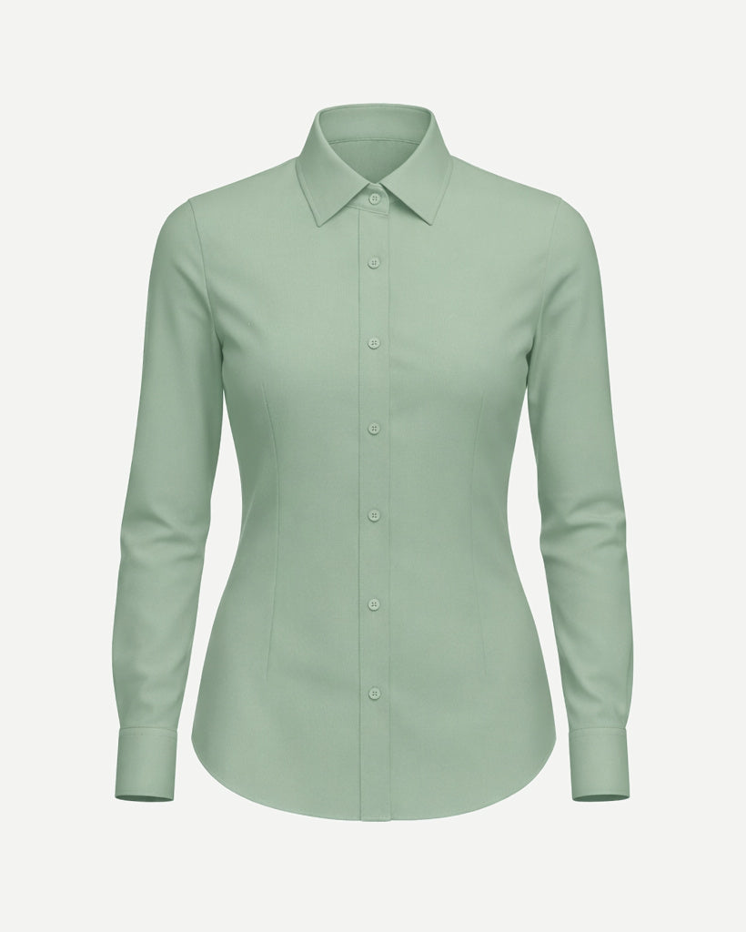 Tailory sage tailored fitted women’s shirt point collar front view