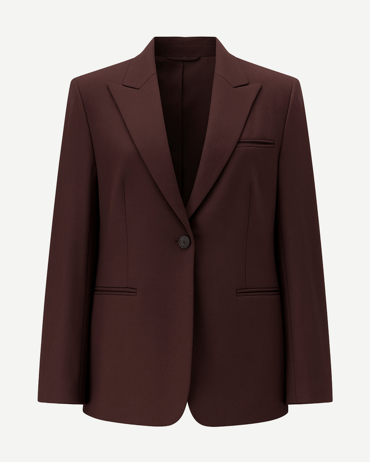 Tailory burgundy peak lapel blazer single-button front view