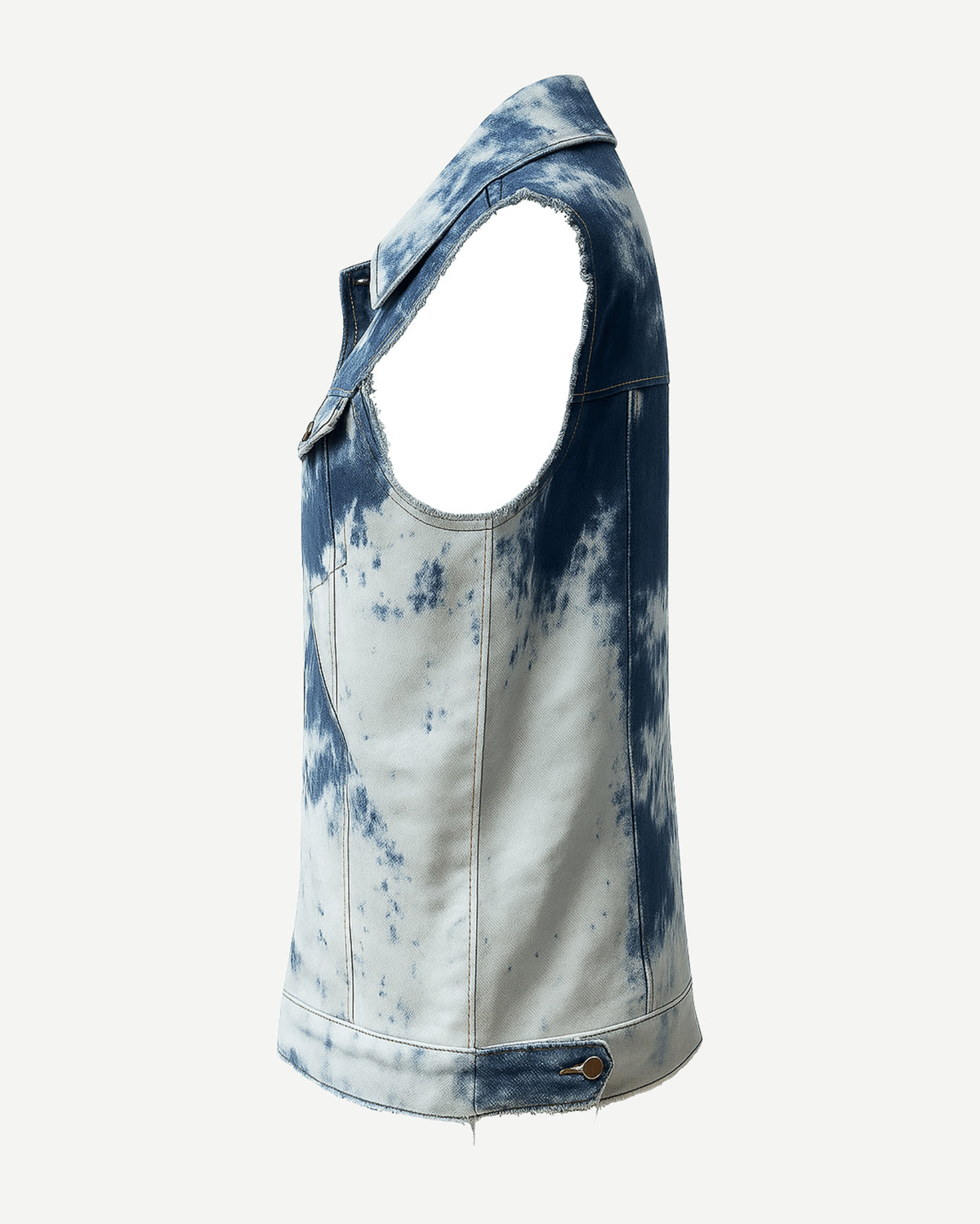 Tailory sleeveless tie-dye denim vest side view